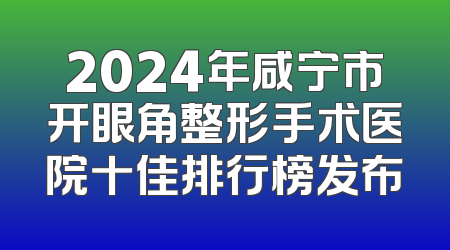 2024年咸宁市开眼角整形手术医院十佳排行榜发布