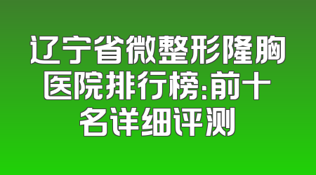 辽宁省微整形隆胸医院排行榜：前十名详细评测