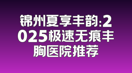 锦州夏享丰韵：2025极速无痕丰胸医院推荐