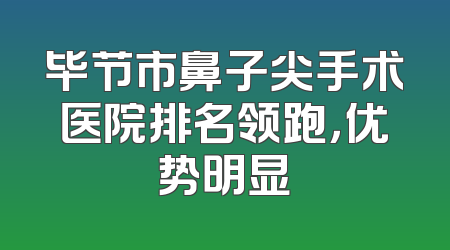 毕节市鼻子尖手术医院排名领跑，优势明显