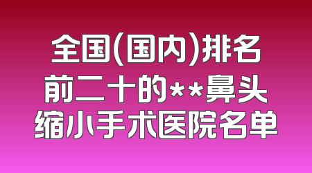 全国（国内）排名前二十的**鼻头缩小手术医院名单