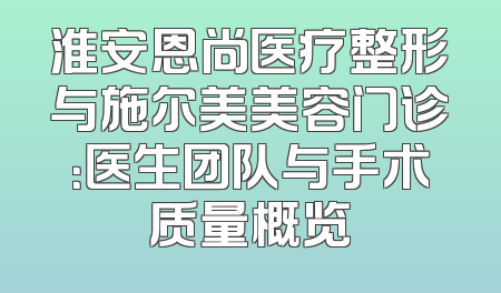 淮安恩尚医疗整形与施尔美美容门诊：医生团队与手术质量概览