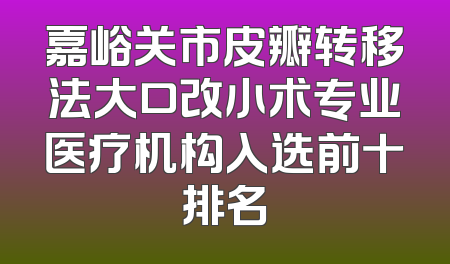 嘉峪关市皮瓣转移法大口改小术专业医疗机构入选前十排名