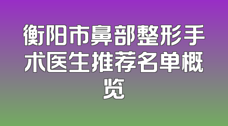 衡阳市鼻部整形手术医生推荐名单概览