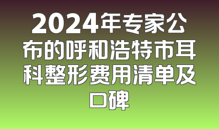 2024年专家公布的呼和浩特市耳科整形费用清单及口碑