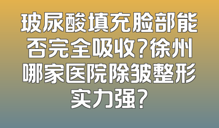 玻尿酸填充脸部能否完全吸收？徐州哪家医院除皱整形实力强？