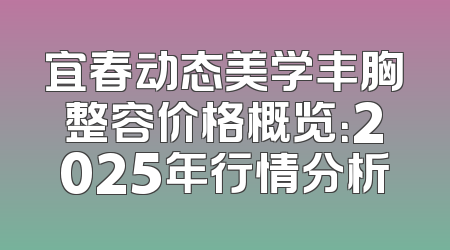 宜春动态美学丰胸整容价格概览：2025年行情分析