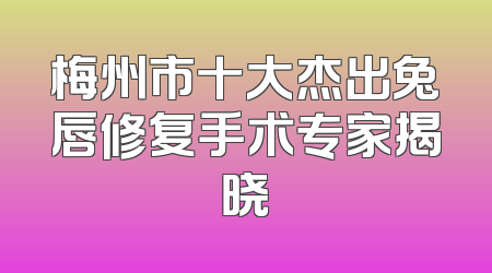 梅州市十大杰出兔唇修复手术专家揭晓