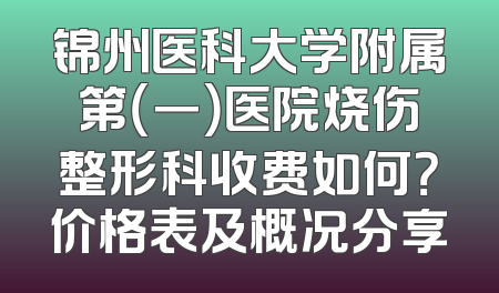锦州医科大学附属第（一）医院烧伤整形科收费如何？价格表及概况分享