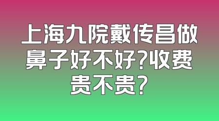 上海九院戴传昌做鼻子好不好？收费贵不贵？
