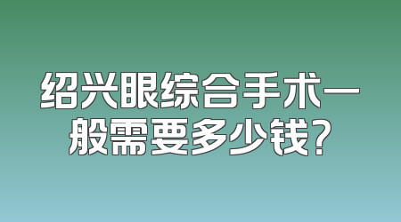绍兴眼综合手术一般需要多少钱？