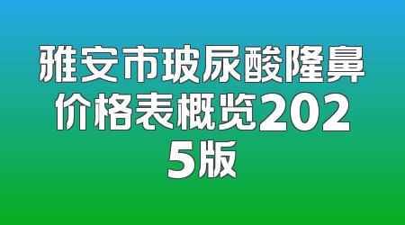 雅安市玻尿酸隆鼻价格表概览2025版