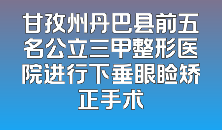 甘孜州丹巴县前五名公立三甲整形医院进行下垂眼睑矫正手术