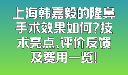 上海韩嘉毅的隆鼻手术效果如何？技术亮点、评价反馈及费用一览！