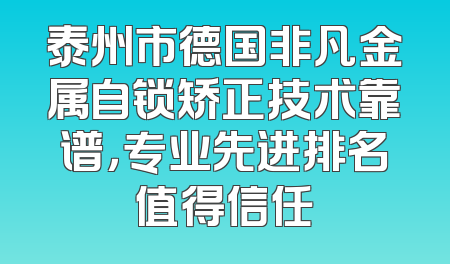 泰州市德国非凡金属自锁矫正技术靠谱，专业先进排名值得信任
