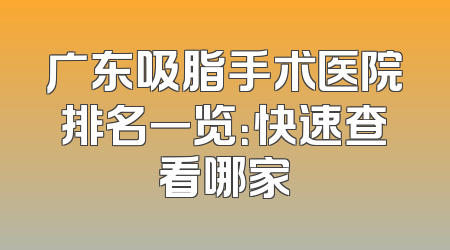 广东吸脂手术医院排名一览：快速查看哪家