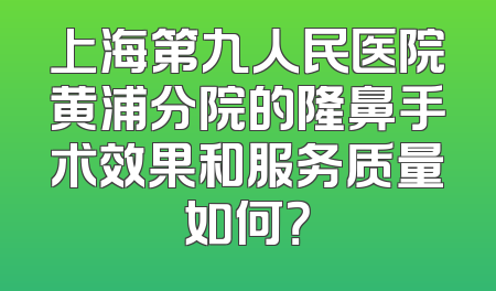 上海第九人民医院黄浦分院的隆鼻手术效果和服务质量如何？
