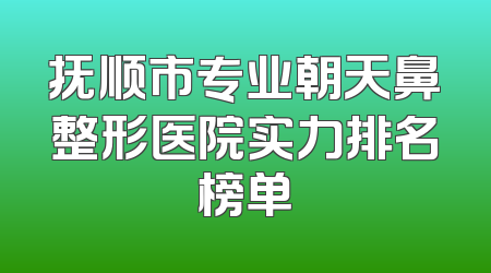抚顺市专业朝天鼻整形医院实力排名榜单