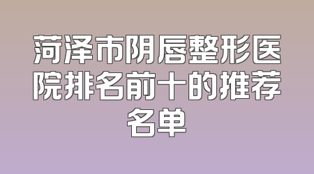 菏泽市阴唇整形医院排名前十的推荐名单