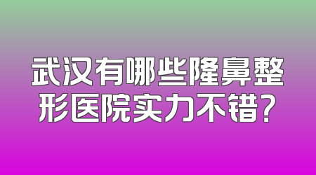 武汉有哪些隆鼻整形医院实力不错？