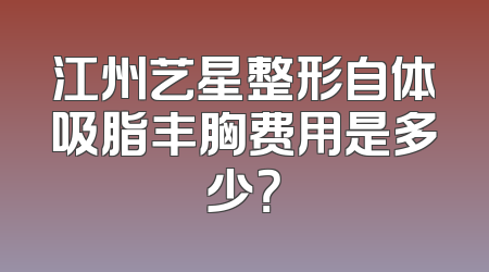江州艺星整形自体吸脂丰胸费用是多少？