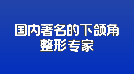 国内著名的下颌角整形专家