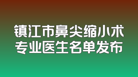 镇江市鼻尖缩小术专业医生名单发布