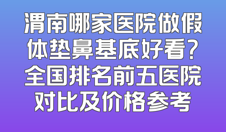 渭南哪家医院做假体垫鼻基底好看？全国排名前五医院对比及价格参考