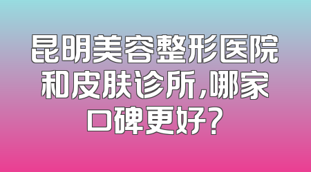 昆明美容整形医院和皮肤诊所，哪家口碑更好？