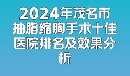 2024年茂名市抽脂缩胸手术十佳医院排名及效果分析