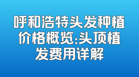呼和浩特头发种植价格概览：头顶植发费用详解