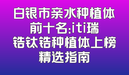 白银市亲水种植体前十名：iti瑞锆钛锆种植体上榜精选指南