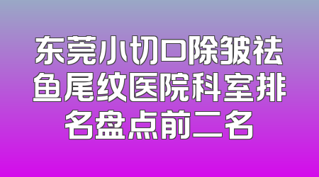 东莞小切口除皱祛鱼尾纹医院科室排名盘点前二名