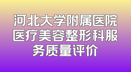 河北大学附属医院医疗美容整形科服务质量评价