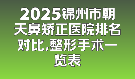2025锦州市朝天鼻矫正医院排名对比，整形手术一览表
