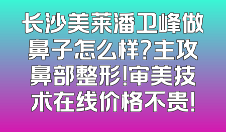 长沙美莱潘卫峰做鼻子怎么样？主攻鼻部整形！审美技术在线价格不贵！