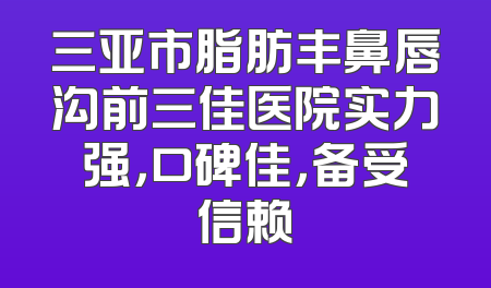 三亚市脂肪丰鼻唇沟前三佳医院实力强，口碑佳，备受信赖