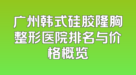 广州韩式硅胶隆胸整形医院排名与价格概览