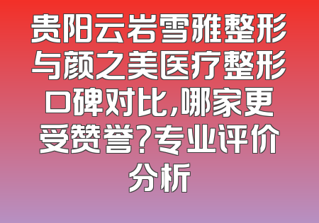 贵阳云岩雪雅整形与颜之美医疗整形口碑对比，哪家更受赞誉？专业评价分析