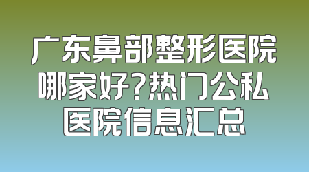 广东鼻部整形医院哪家好？热门公私医院信息汇总