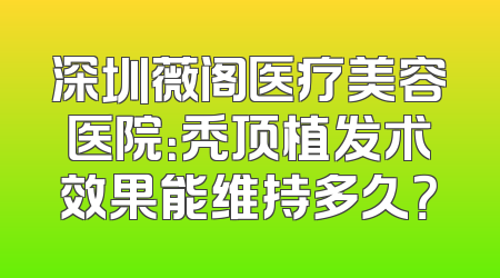 深圳薇阁医疗美容医院：秃顶植发术效果能维持多久？