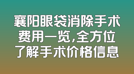 襄阳眼袋消除手术费用一览，全方位了解手术价格信息
