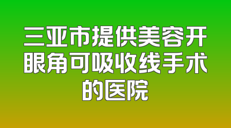 三亚市提供美容开眼角可吸收线手术的医院