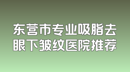 东营市专业吸脂去眼下皱纹医院推荐