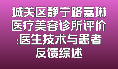 城关区静宁路嘉琳医疗美容诊所评价：医生技术与患者反馈综述