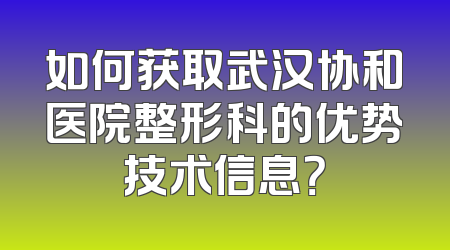 如何获取武汉协和医院整形科的优势技术信息？