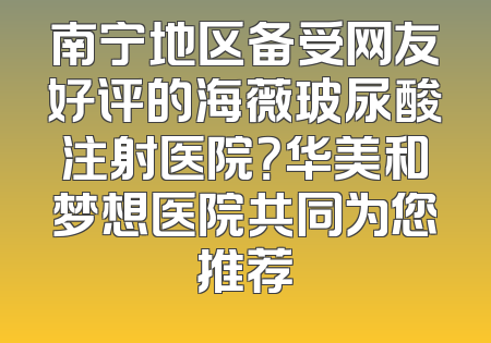 南宁地区备受网友好评的海薇玻尿酸注射医院？华美和梦想医院共同为您推荐