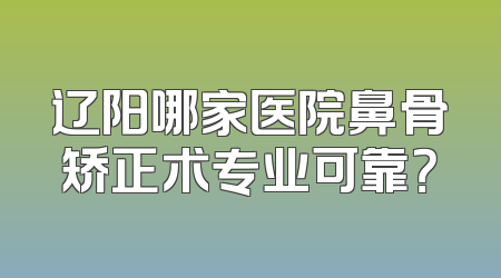 辽阳哪家医院鼻骨矫正术专业可靠？