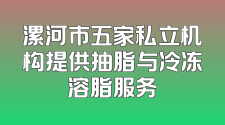 漯河市五家私立机构提供抽脂与冷冻溶脂服务