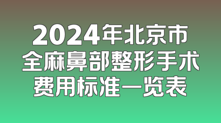 2024年北京市全麻鼻部整形手术费用标准一览表